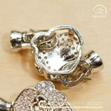  Charm Khóa Vòng Cổ Hoa Mẫu Đơn Bạc Kim Cao Cấp 