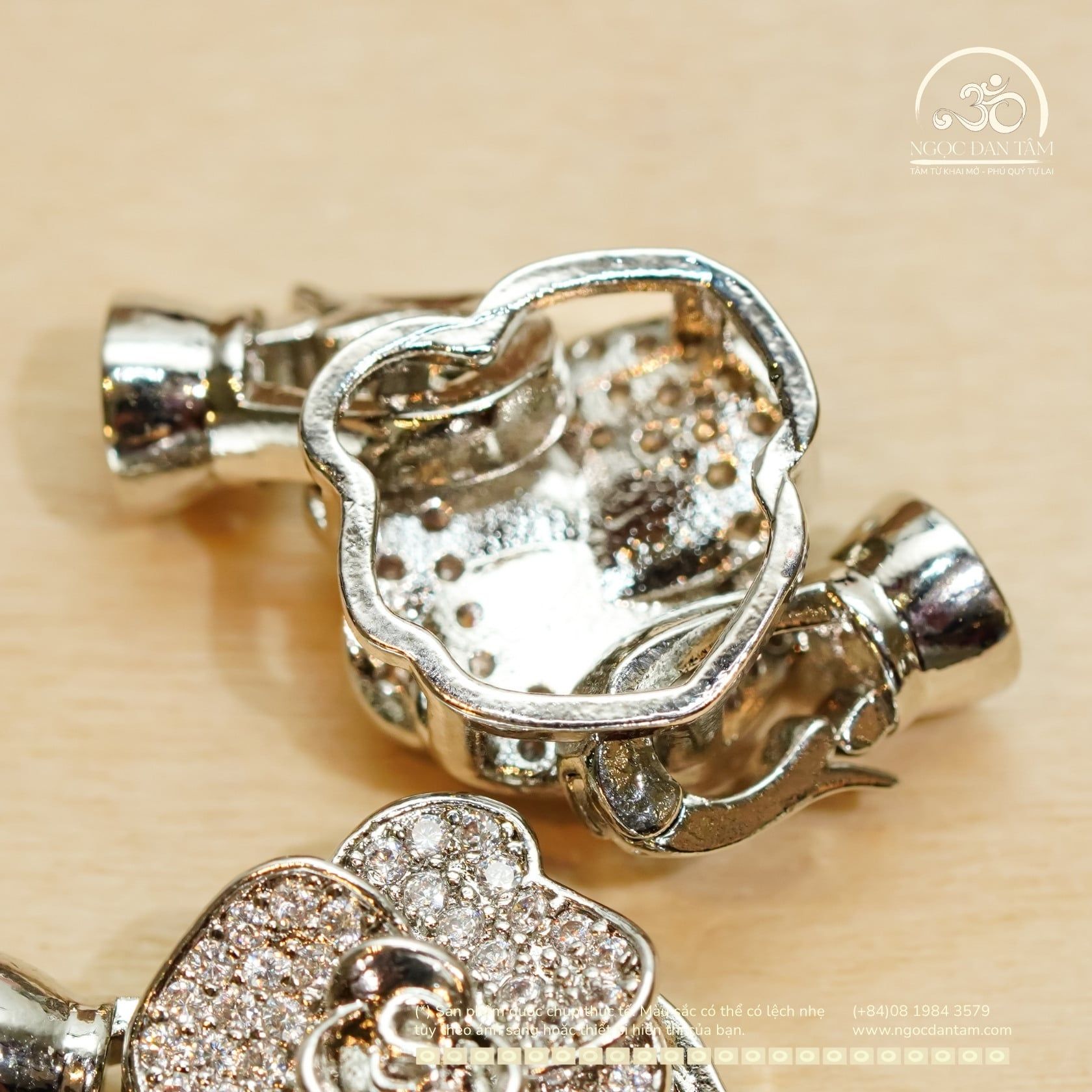  Charm Khóa Vòng Cổ Hoa Mẫu Đơn Bạc Kim Cao Cấp 