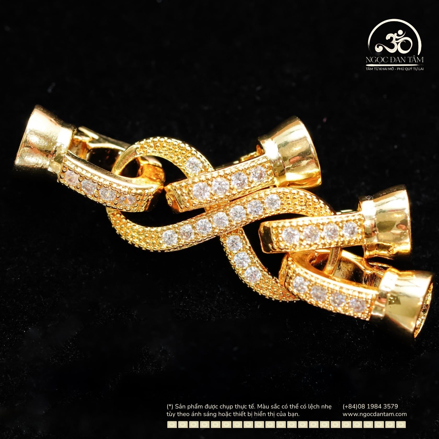  Charm Khóa Vòng Cổ Nơ Đôi Đính Hạt Mạ Vàng Cao Cấp 