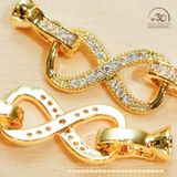  Charm Khóa Vòng Cổ Nơ Đính Hạt Mạ Vàng Cao Cấp 