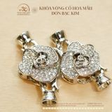  Charm Khóa Vòng Cổ Hoa Mẫu Đơn Bạc Kim Cao Cấp 