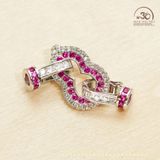  Charm Khóa Vòng Cổ Hồ Lô Hồng Mạ Bạc Cao Cấp 