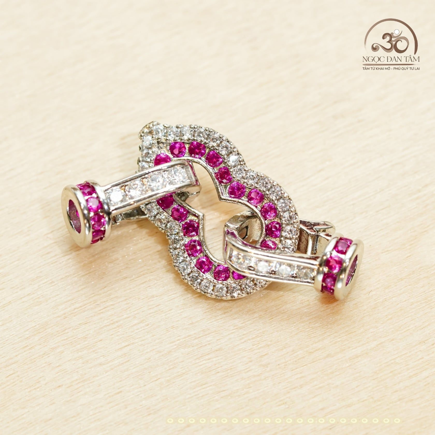  Charm Khóa Vòng Cổ Hồ Lô Hồng Mạ Bạc Cao Cấp 