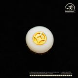  Charm Kim Tiền Vàng Tráng  Men Trắng  9.95mm - Bạc Mạ Vàng 