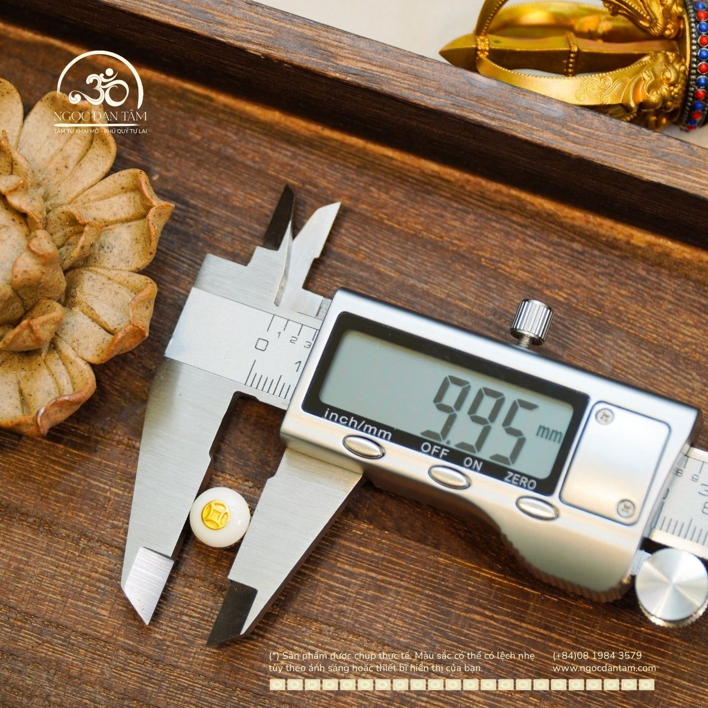  Charm Kim Tiền Vàng Tráng  Men Trắng  9.95mm - Bạc Mạ Vàng 