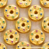  Charm Lục Tự Đính Đá 8.23mm - Bạc 925 Mạ Vàng Cao Cấp 