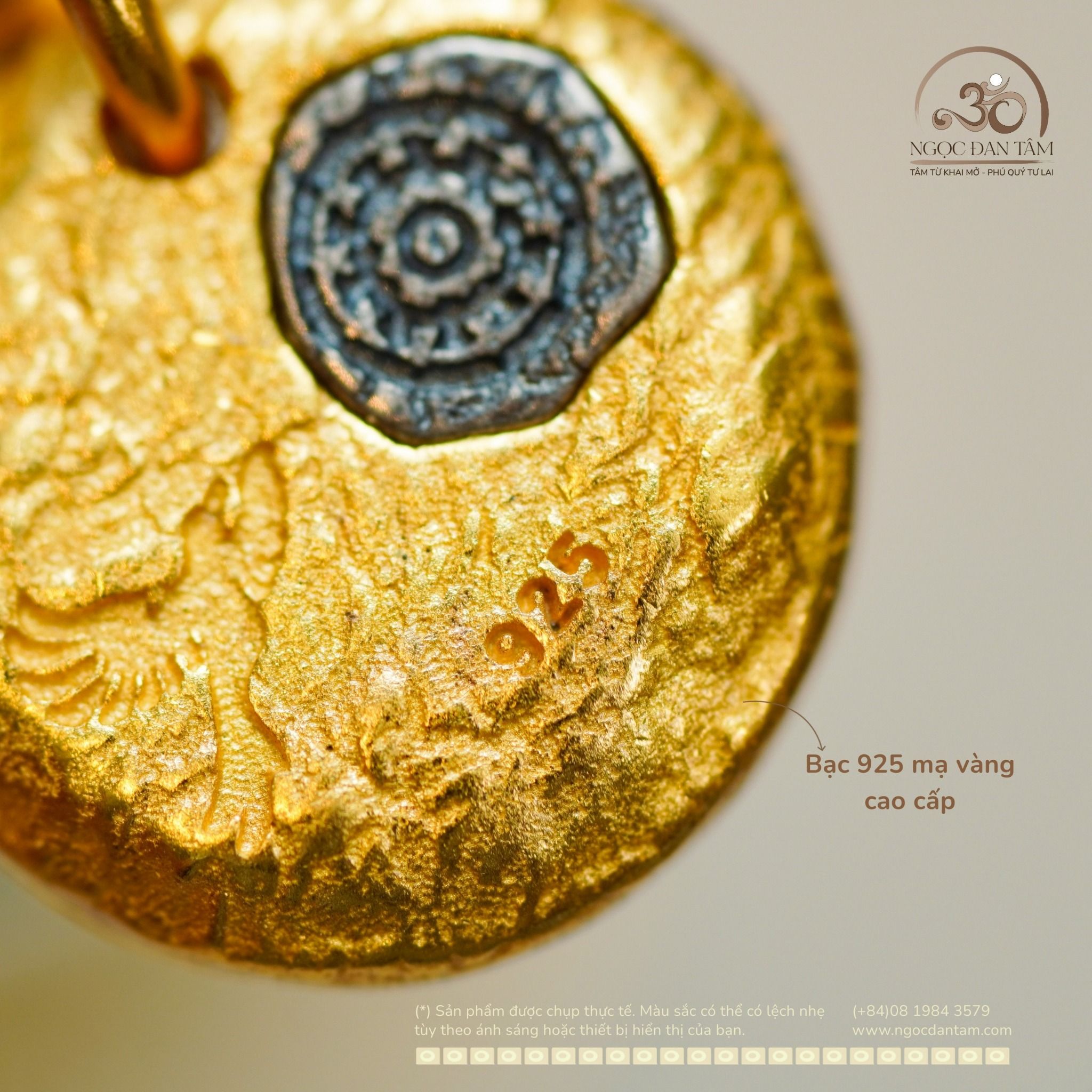  Charm Lưng Bò 15.4mm - Bạc 925 Mạ Vàng Cao Cấp 