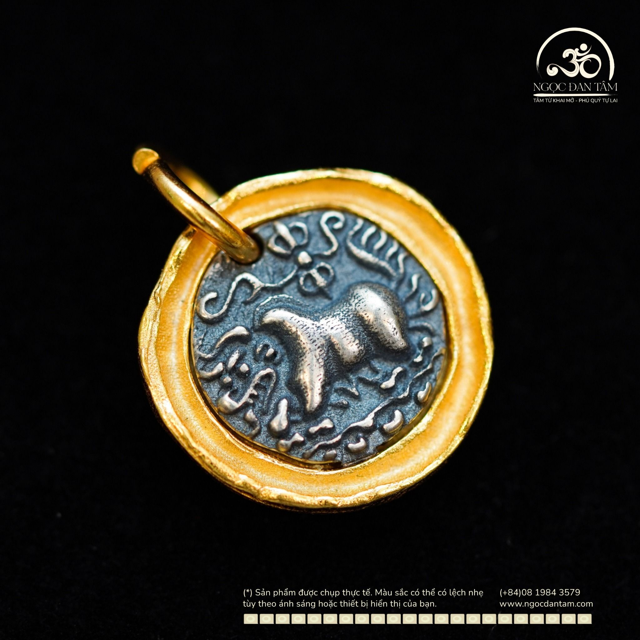  Charm Lưng Bò 15.4mm - Bạc 925 Mạ Vàng Cao Cấp 