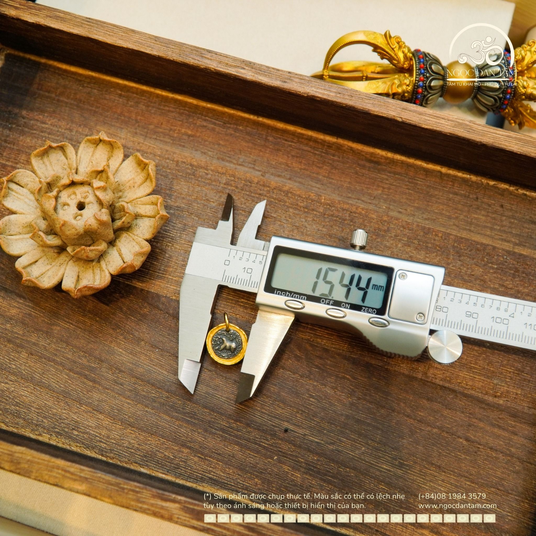  Charm Lưng Bò 15.4mm - Bạc 925 Mạ Vàng Cao Cấp 