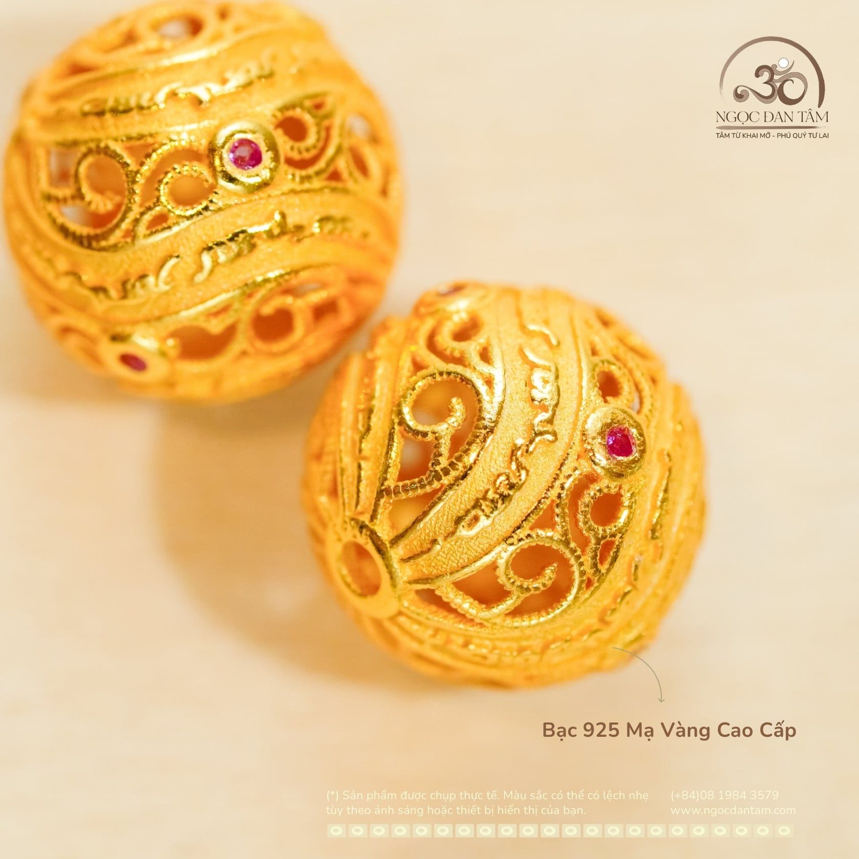  Charm Lồng Xoắn Đính Đá - Bạc 925 Mạ Vàng Cao Cấp 