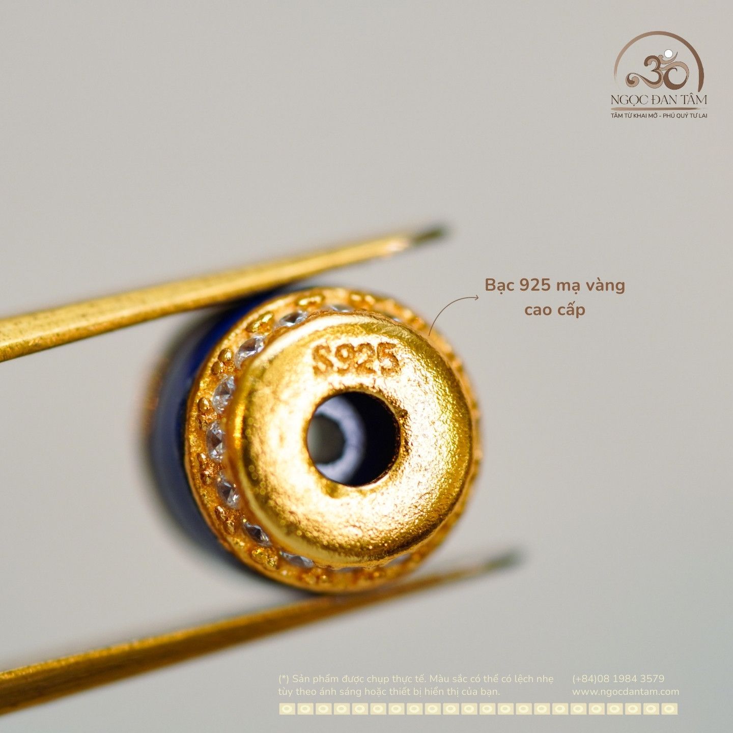  Charm Lazuli Đính Đá 7.81mmm - Bạc 925 Mạ Vàng Cao Cấp 