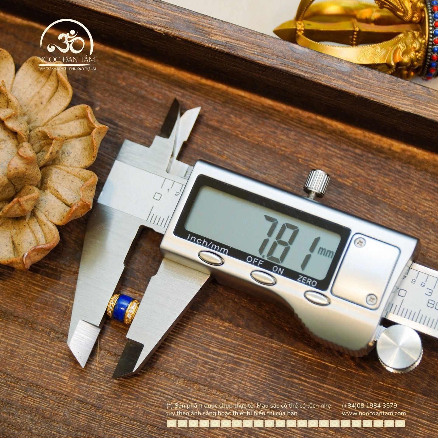  Charm Lazuli Đính Đá 7.81mmm - Bạc 925 Mạ Vàng Cao Cấp 