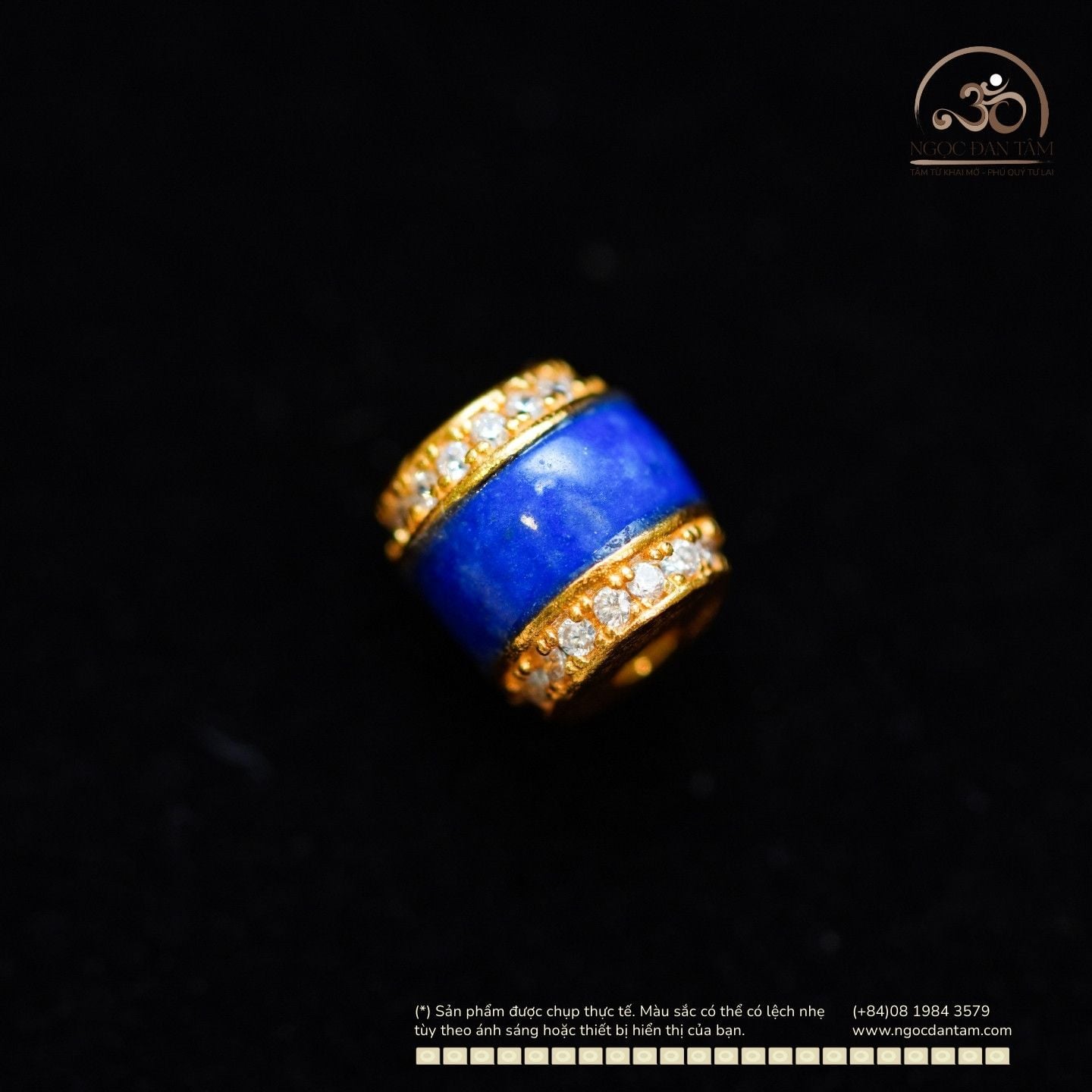  Charm Lazuli Đính Đá 7.81mmm - Bạc 925 Mạ Vàng Cao Cấp 