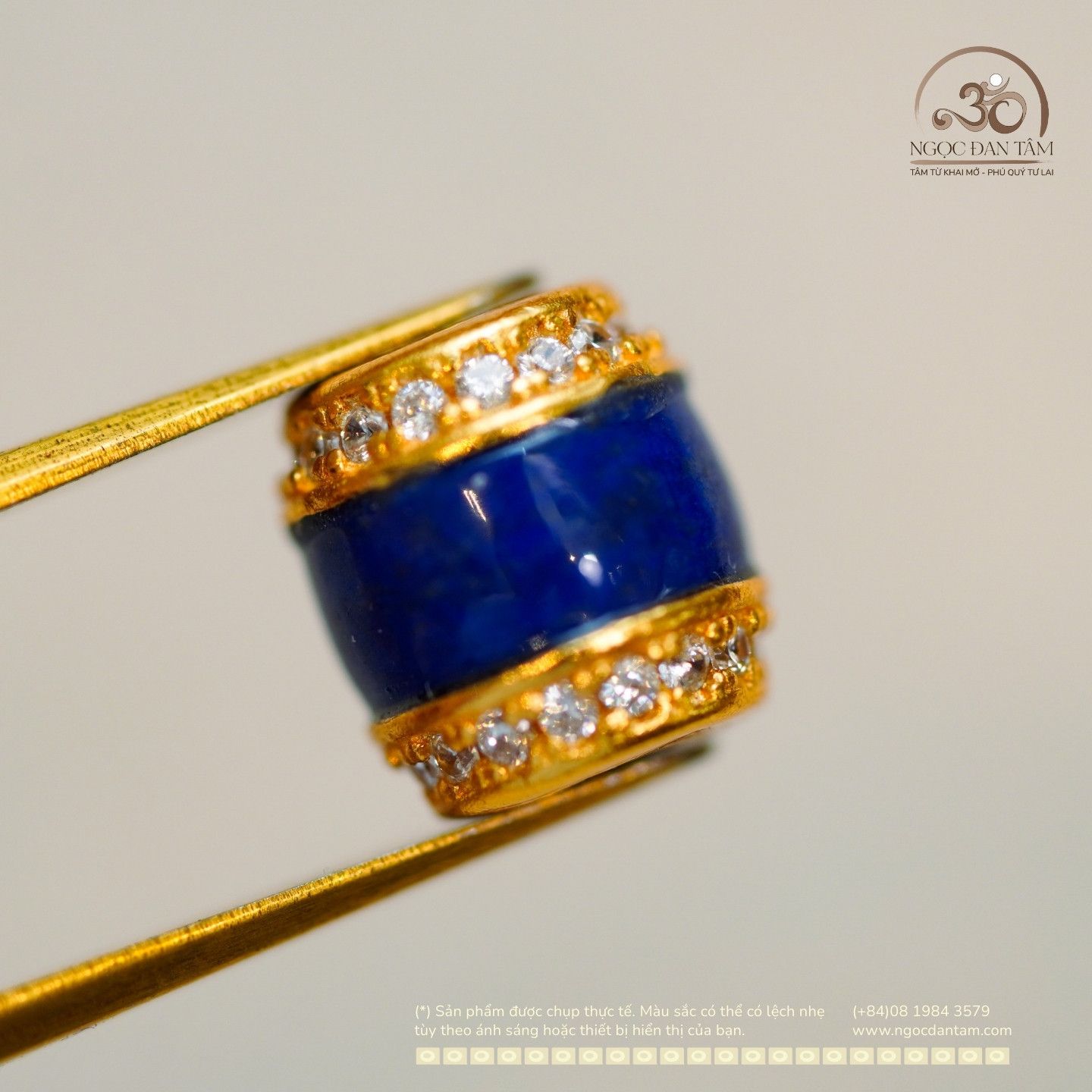  Charm Lazuli Đính Đá 7.81mmm - Bạc 925 Mạ Vàng Cao Cấp 