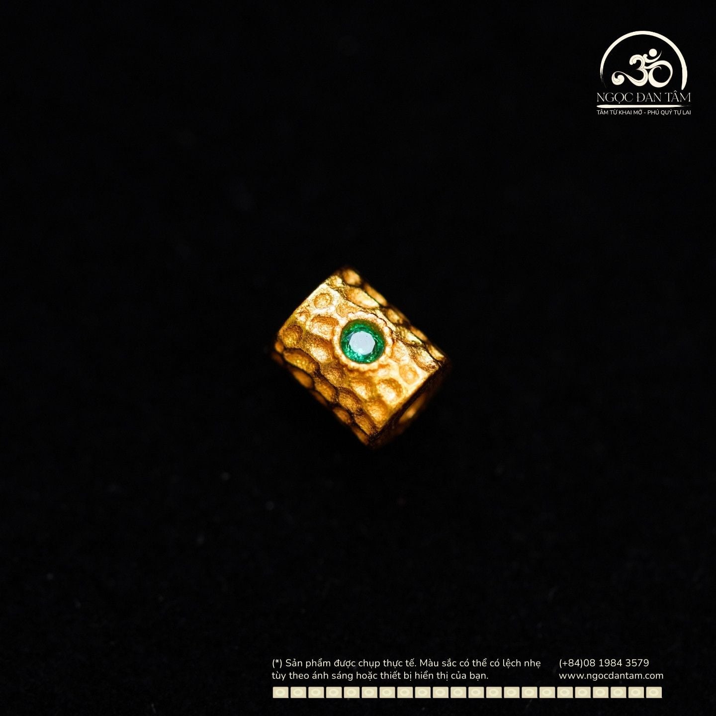  Charm Lu Thống Đính Lục Bảo 5.82mm - Bạc 925 Mạ Vàng Cao Cấp 