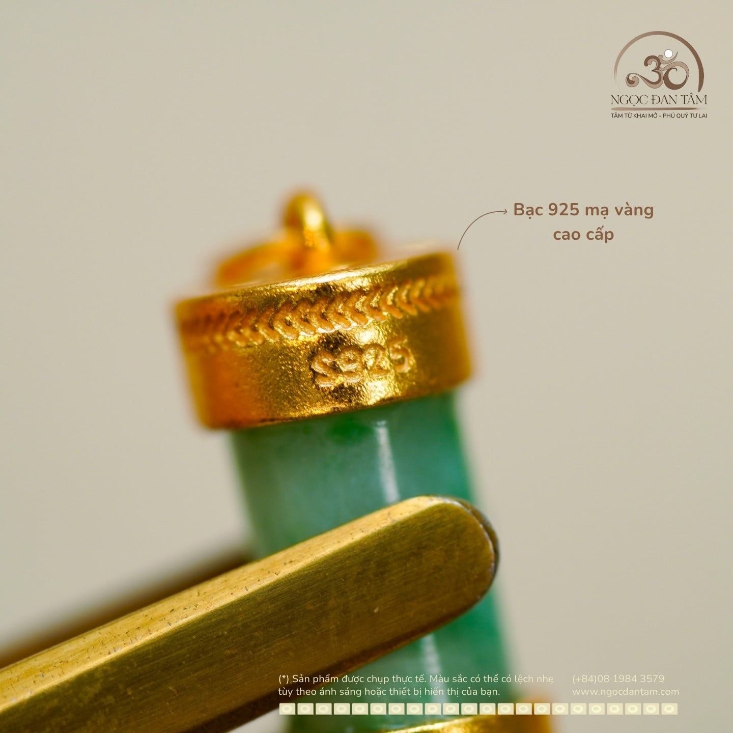  Charm Lu Thống Màu Cẩm Thạch 12.82mm - Bạc 925 Mạ Vàng Cao Cấp 