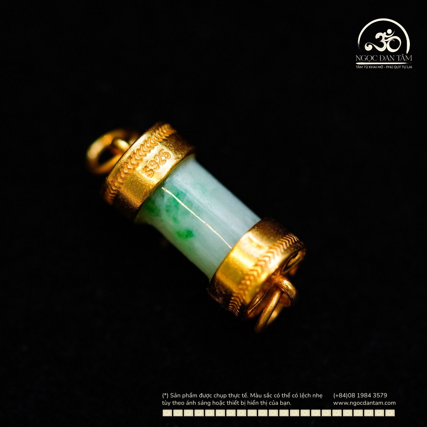  Charm Lu Thống Màu Cẩm Thạch 12.82mm - Bạc 925 Mạ Vàng Cao Cấp 