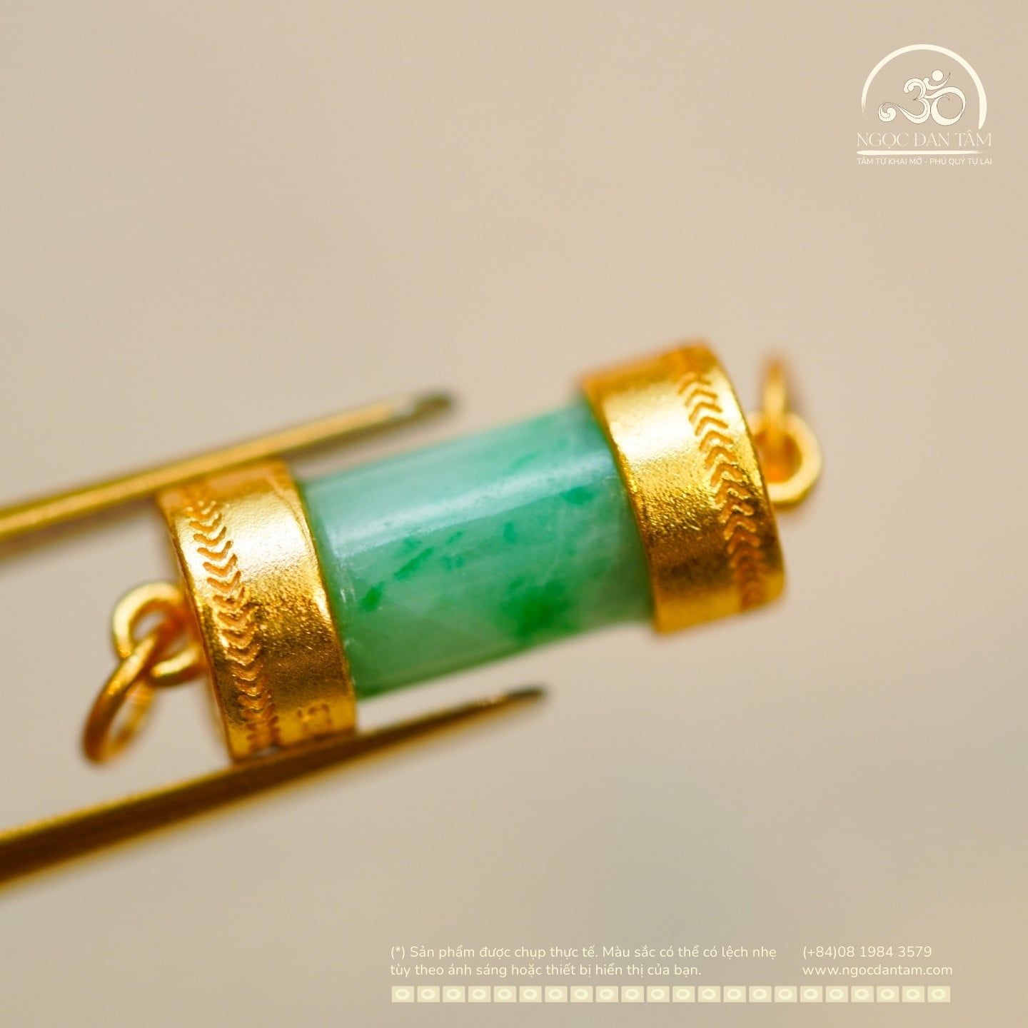  Charm Lu Thống Màu Cẩm Thạch 12.82mm - Bạc 925 Mạ Vàng Cao Cấp 