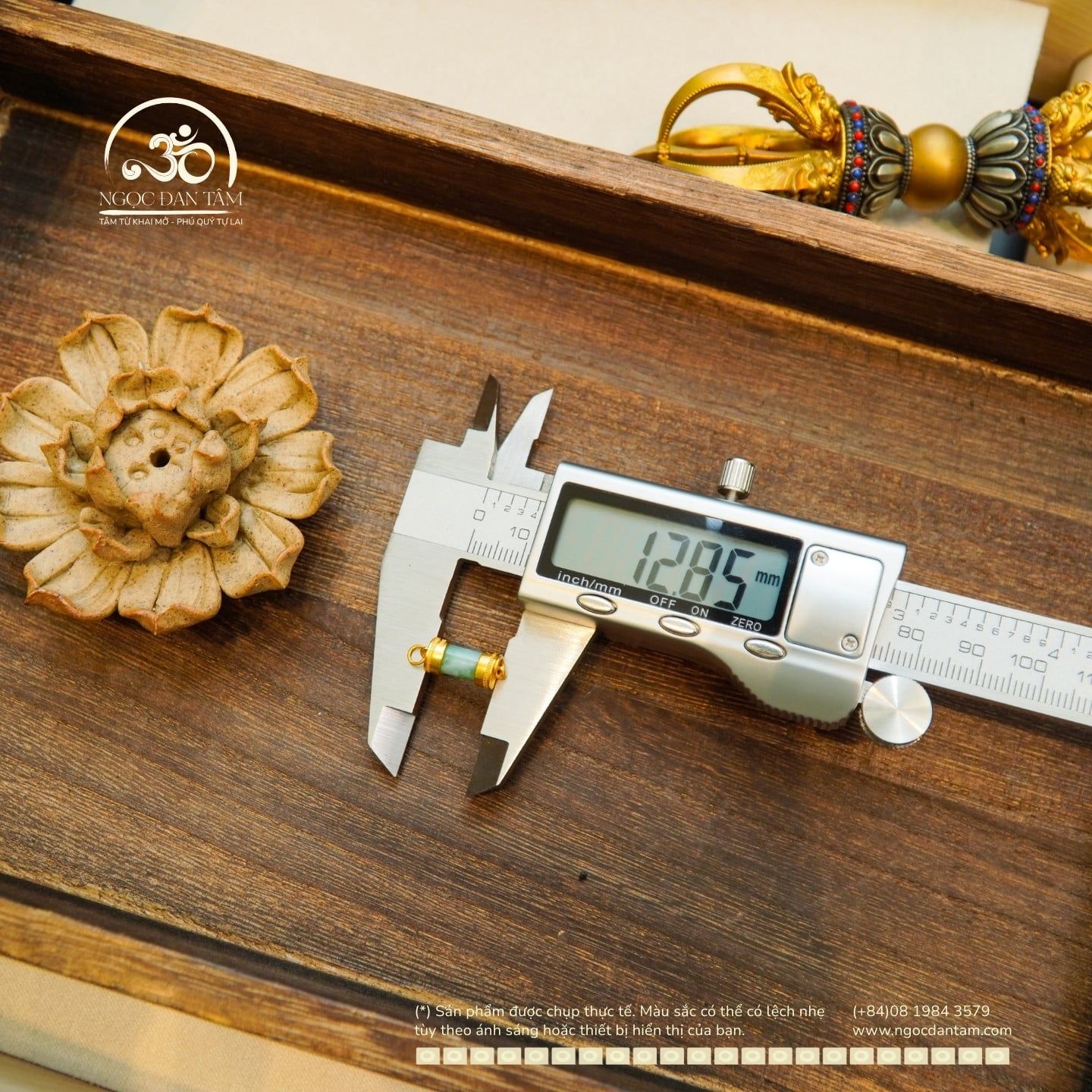  Charm Lu Thống Màu Cẩm Thạch 12.82mm - Bạc 925 Mạ Vàng Cao Cấp 