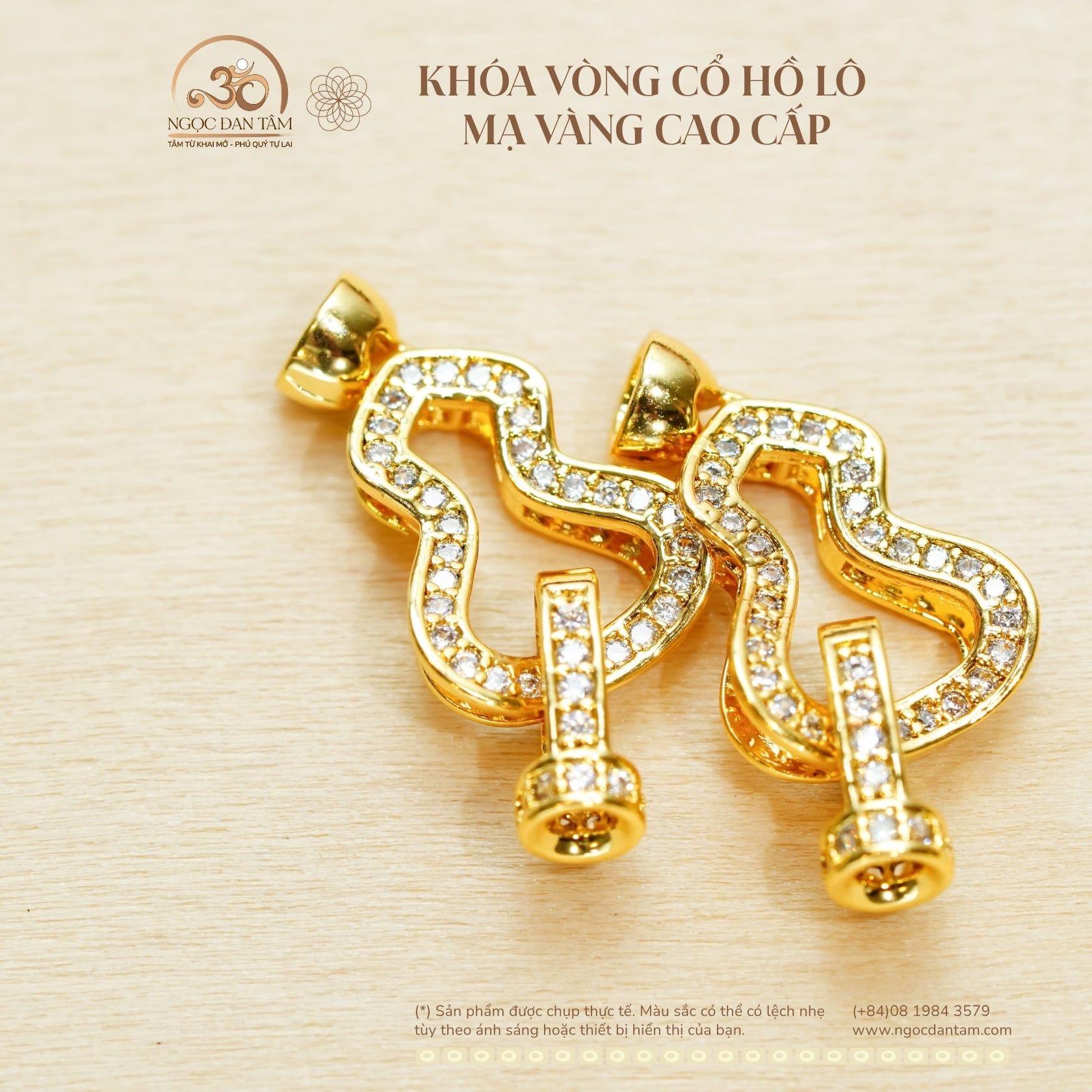  Charm Khóa Vòng Cổ Hồ Lô Mạ Vàng Cao Cấp 