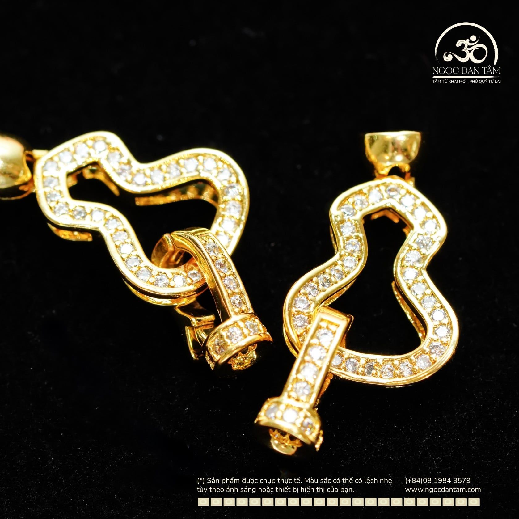  Charm Khóa Vòng Cổ Hồ Lô Mạ Vàng Cao Cấp 