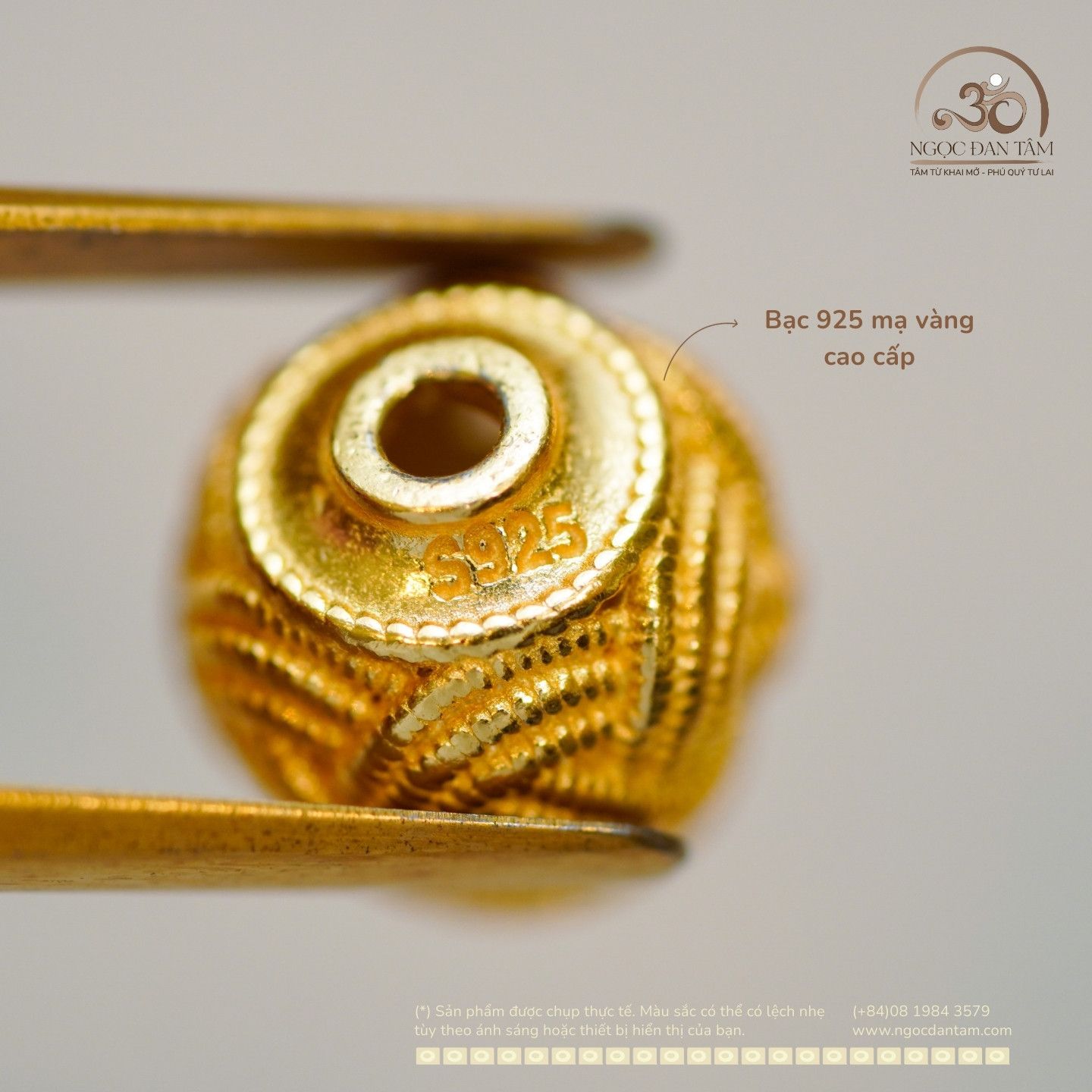  Charm nút thắt cát tường lớn 10.22mm - Bạc 925 Mạ Vàng Cao Cấp 