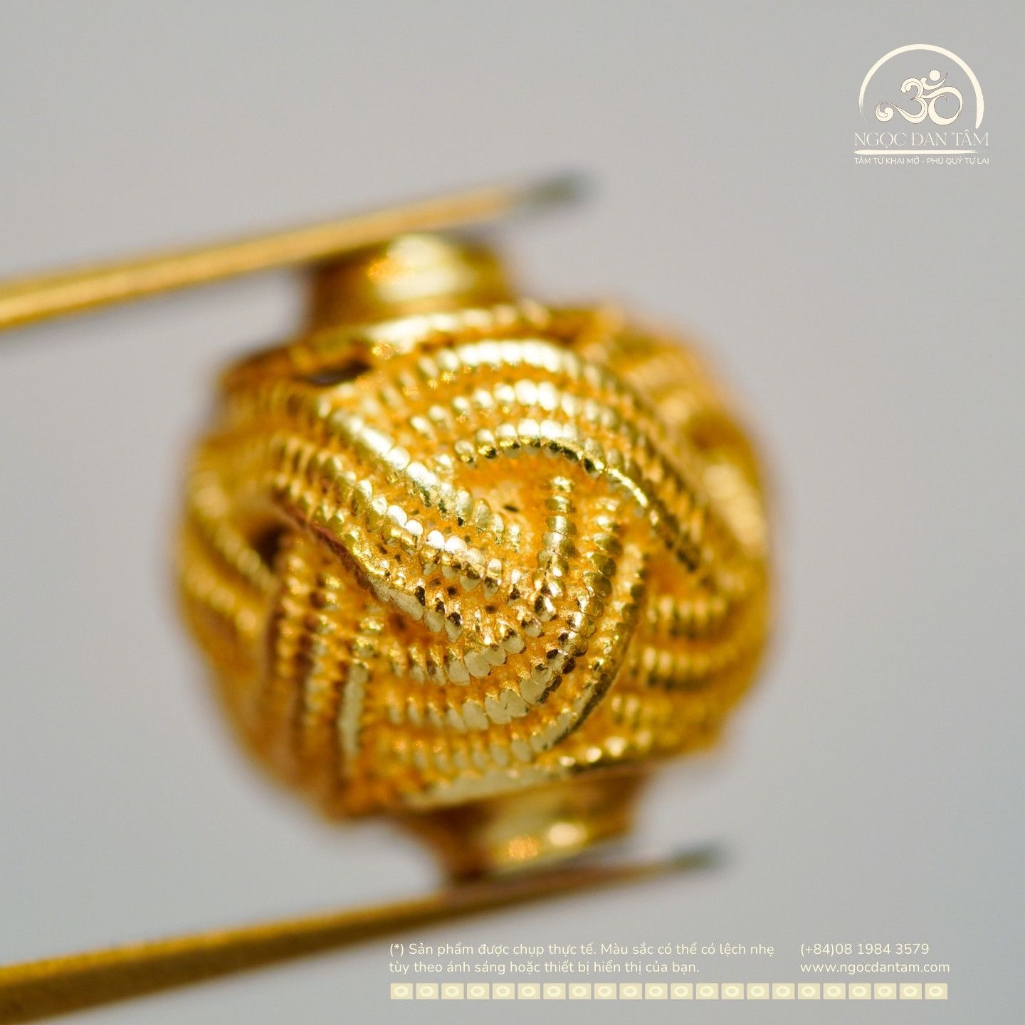  Charm nút thắt cát tường lớn 10.22mm - Bạc 925 Mạ Vàng Cao Cấp 