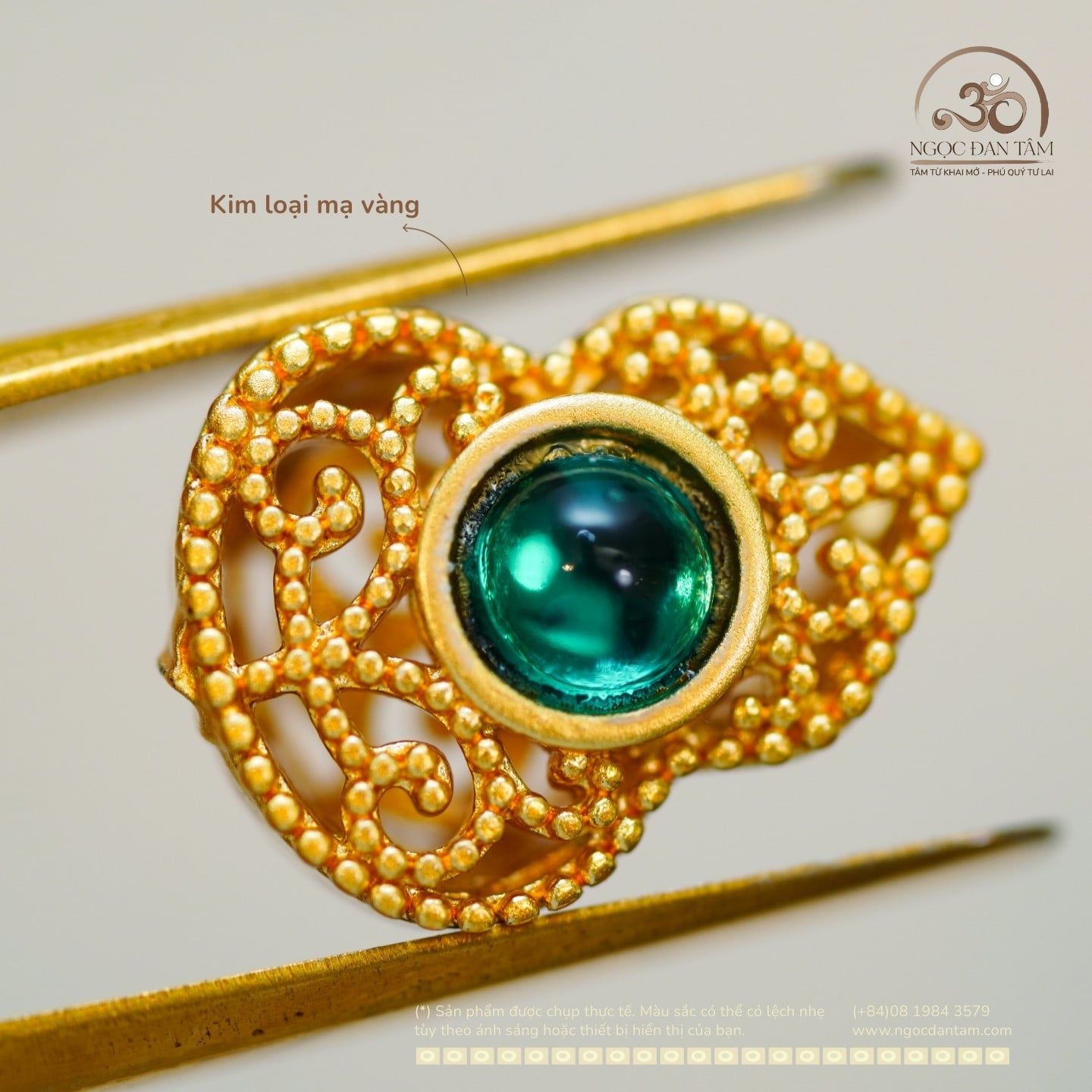  Charm Ngọc Bích Hồ Lô 9,61mm - Kim Loại Mạ Vàng 