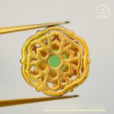  Charm Ngọc Bích tròn 11.8mm - Kim Loại Mạ Vàng 