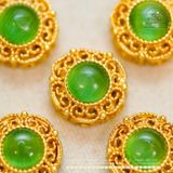  Charm Ngọc Bích tròn 11.8mm - Kim Loại Mạ Vàng 