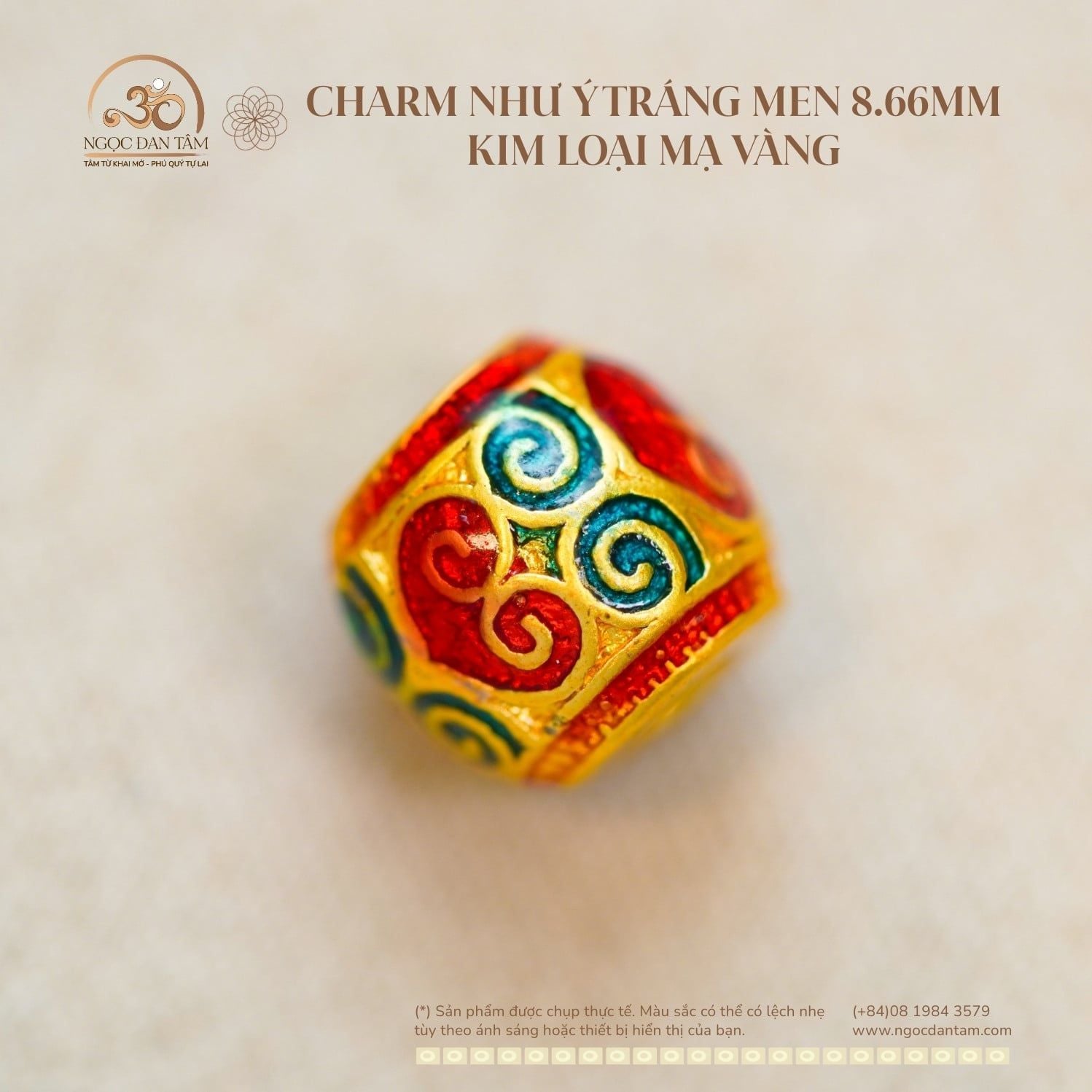  Charm Như Ý Tráng Men 8.66mm - Kim Loại Mạ Vàng 