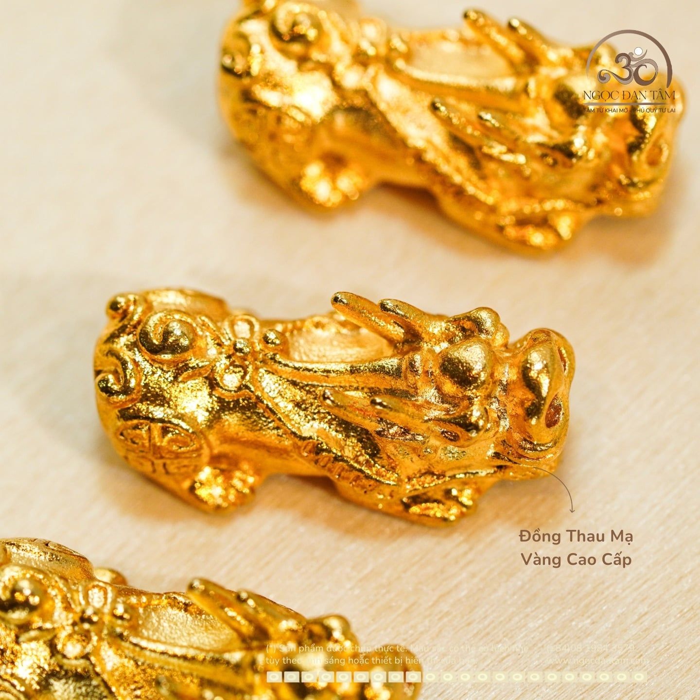  Charm Tỳ Hưu 24,14mm - Đồng Thau Mạ Vàng Cao Cấp 