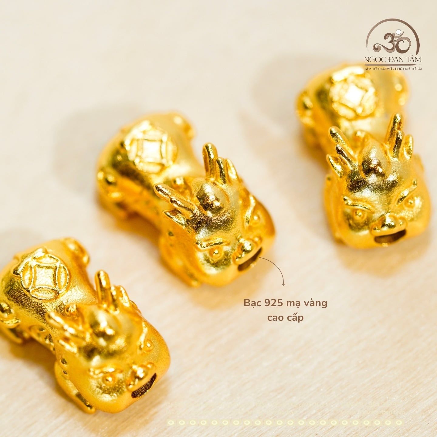  Charm Tỳ Hưu 15.73mm - Bạc 925 Mạ Vàng Cao Cấp 