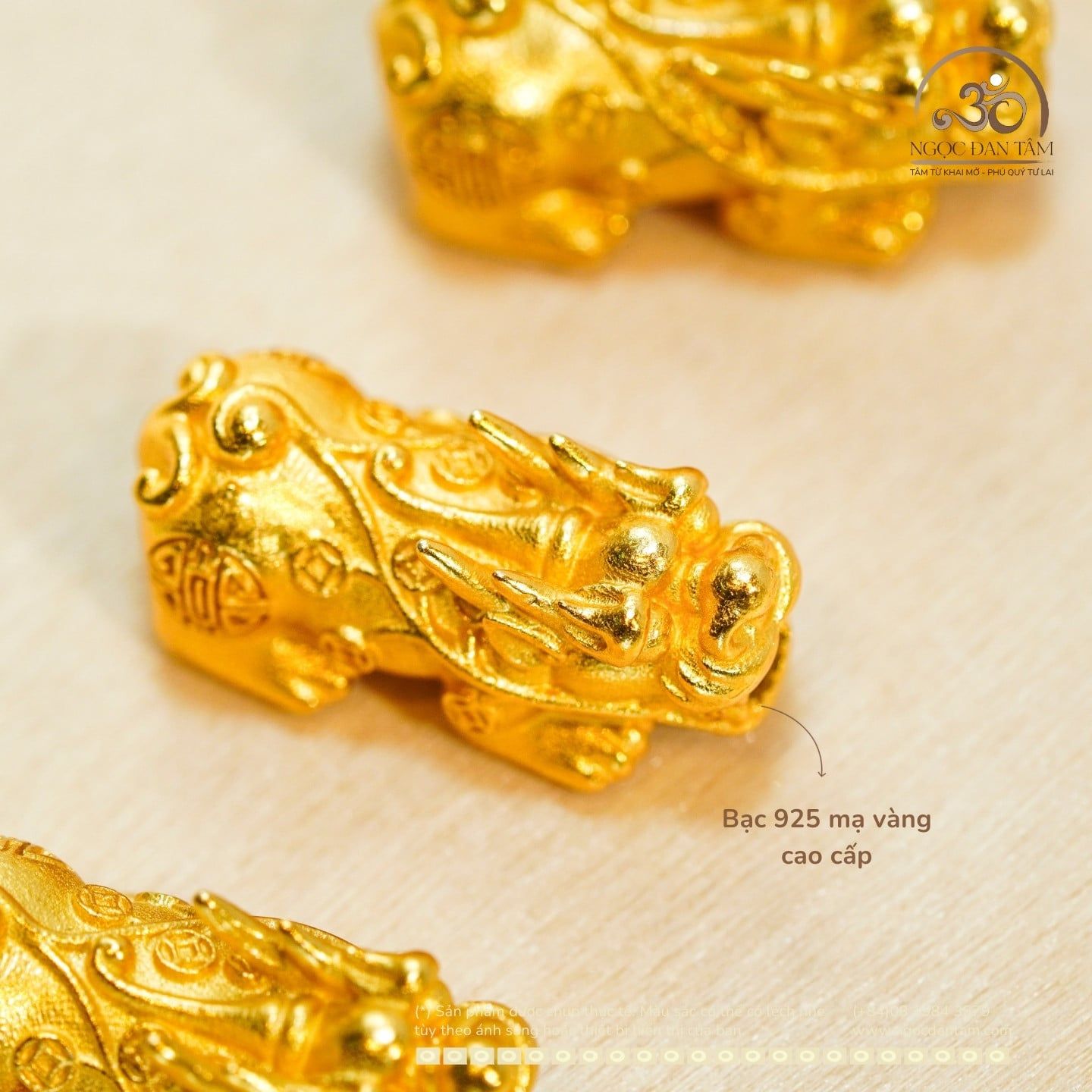  Charm Tỳ Hưu 22,83mm - Bạc 925 Mạ Vàng Cao Cấp 