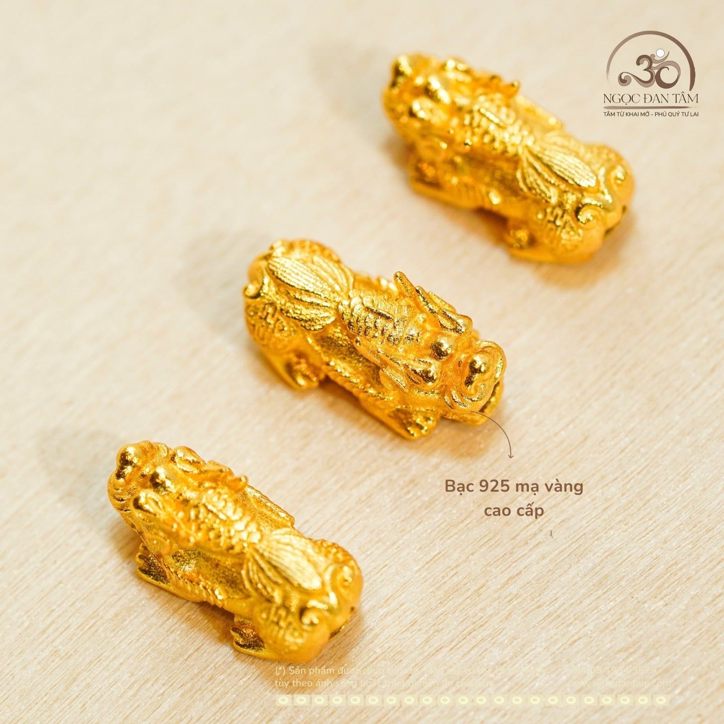  Charm Tỳ Hưu 14,34mm - Bạc 925 Mạ Vàng Cao Cấp 