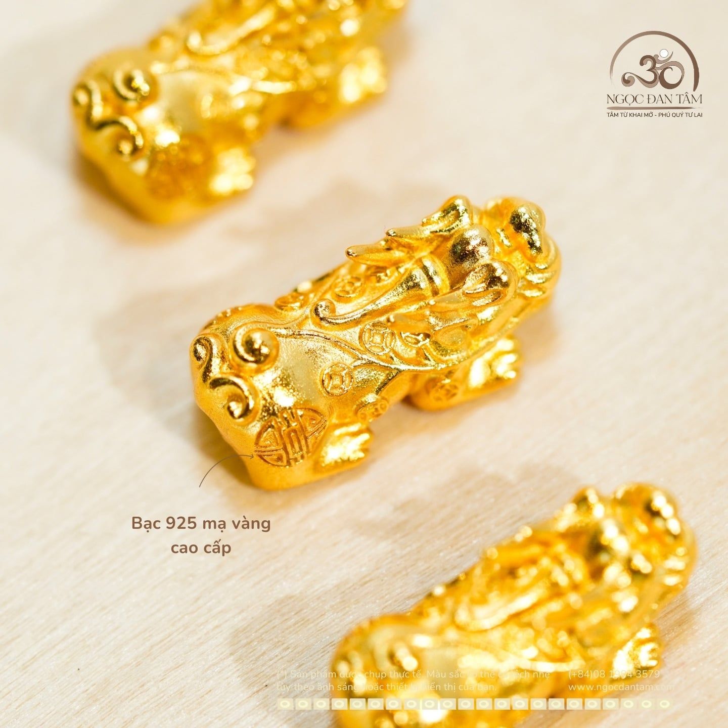  Charm Tỳ Hưu 19,65mm - Bạc 925 Mạ Vàng Cao Cấp 