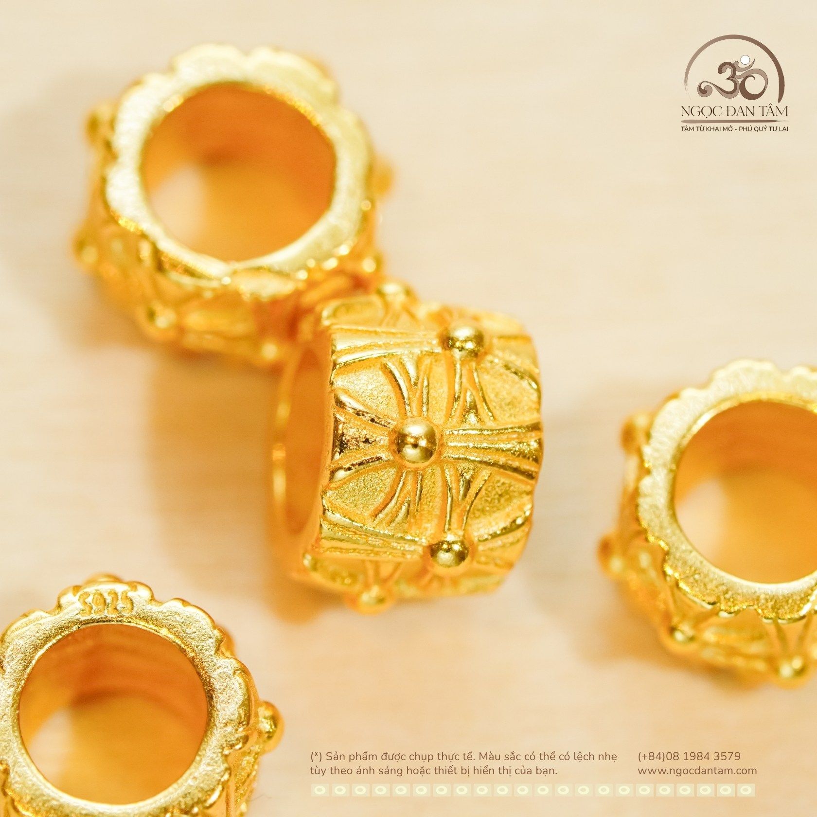  Charm Tứ Hoa May Mắn Lớn - Bạc 925 Mạ Vàng Cao Cấp 