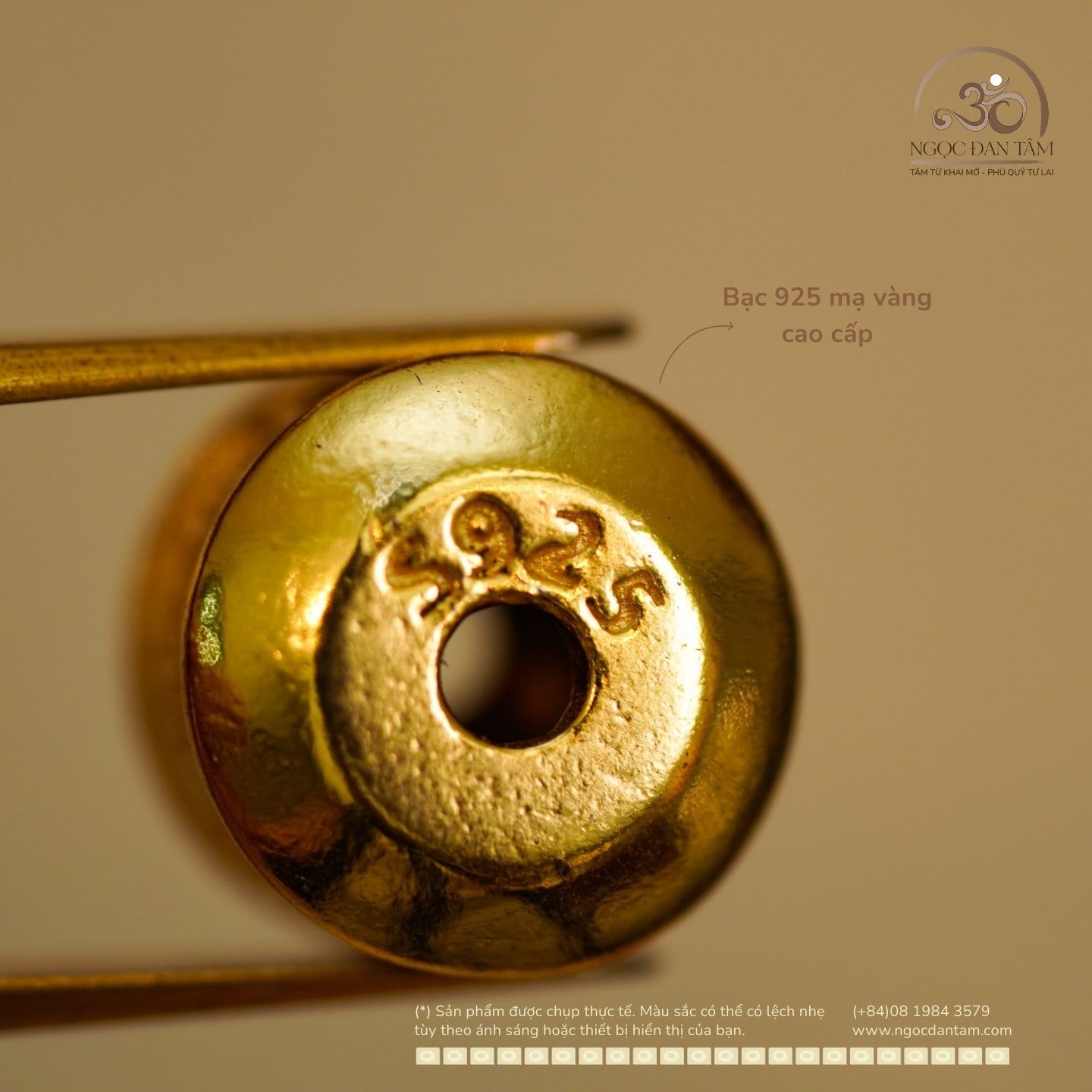  Charm Taisui Vàng 9.93mm - Bạc 925 Cao Cấp Mạ Vàng 