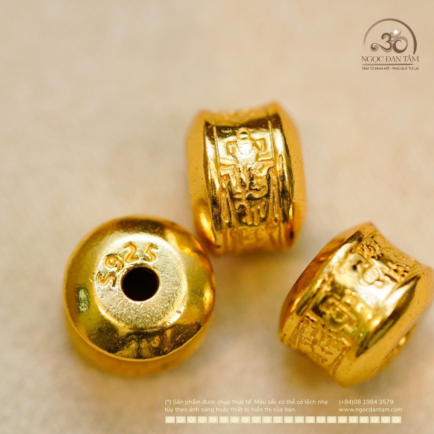  Charm Taisui Vàng 9.93mm - Bạc 925 Cao Cấp Mạ Vàng 