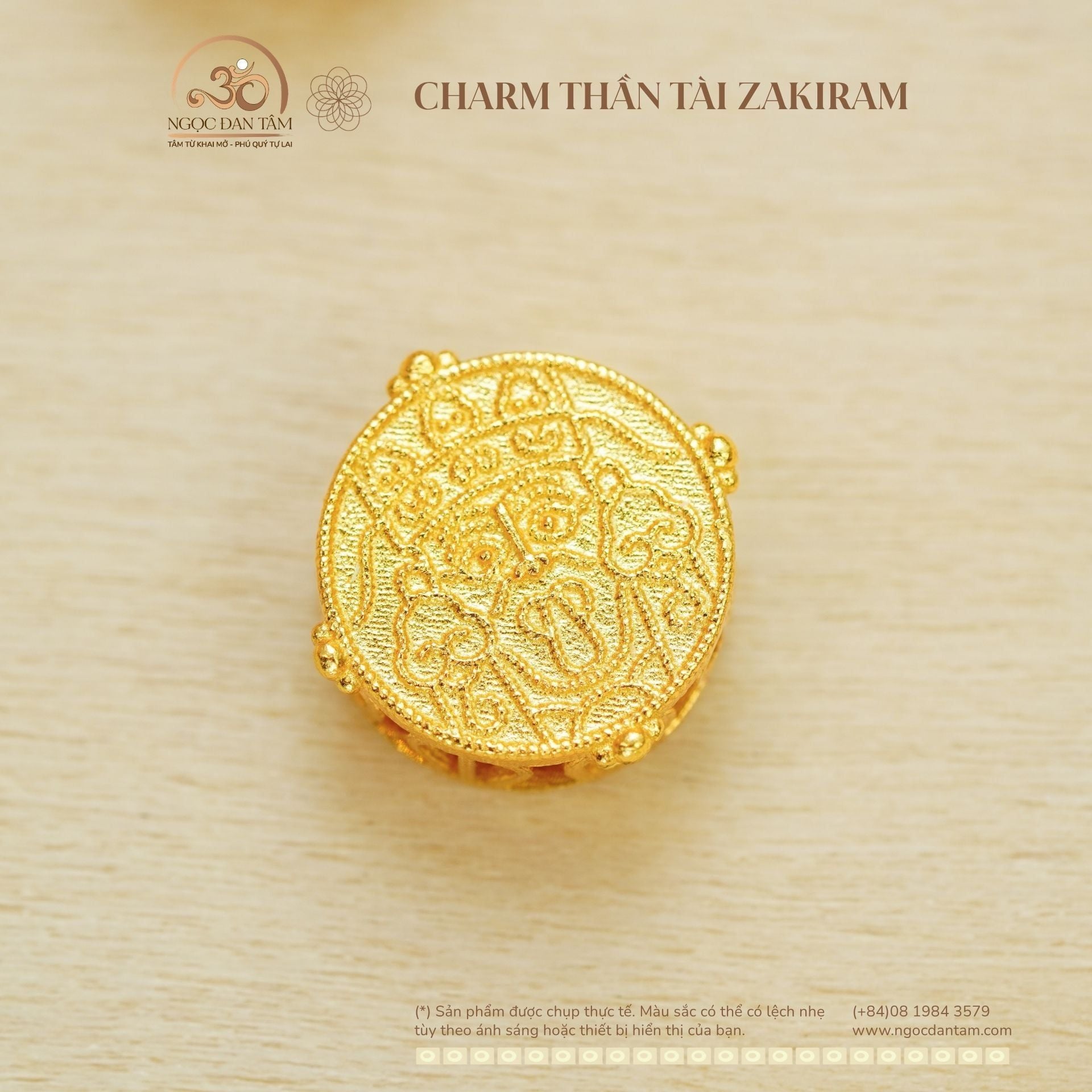  Charm Thần Tài Zakiram Bạc 925 Mạ Vàng 