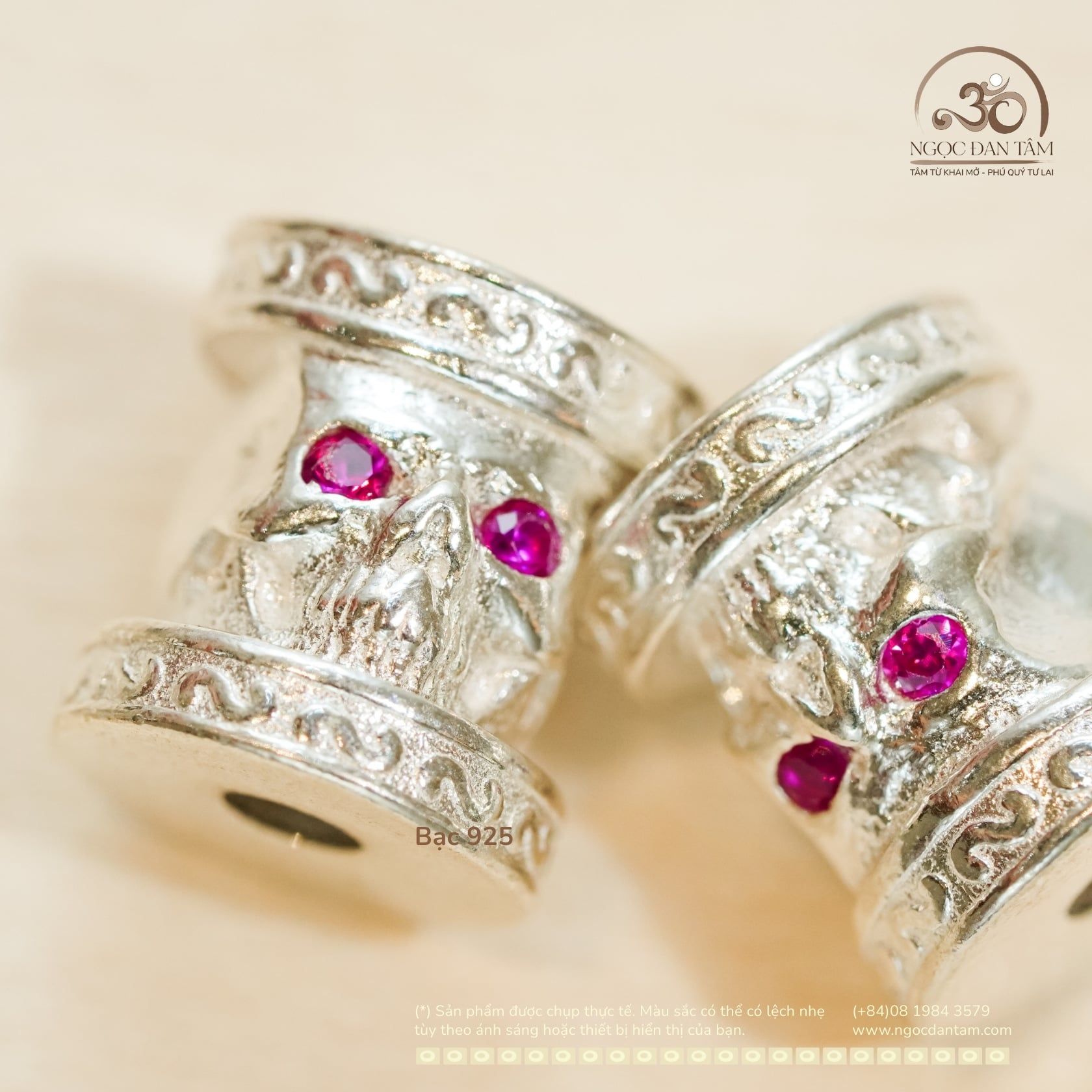  Charm Trụ Bạc Đầu Lâu Lớn - Bạc 