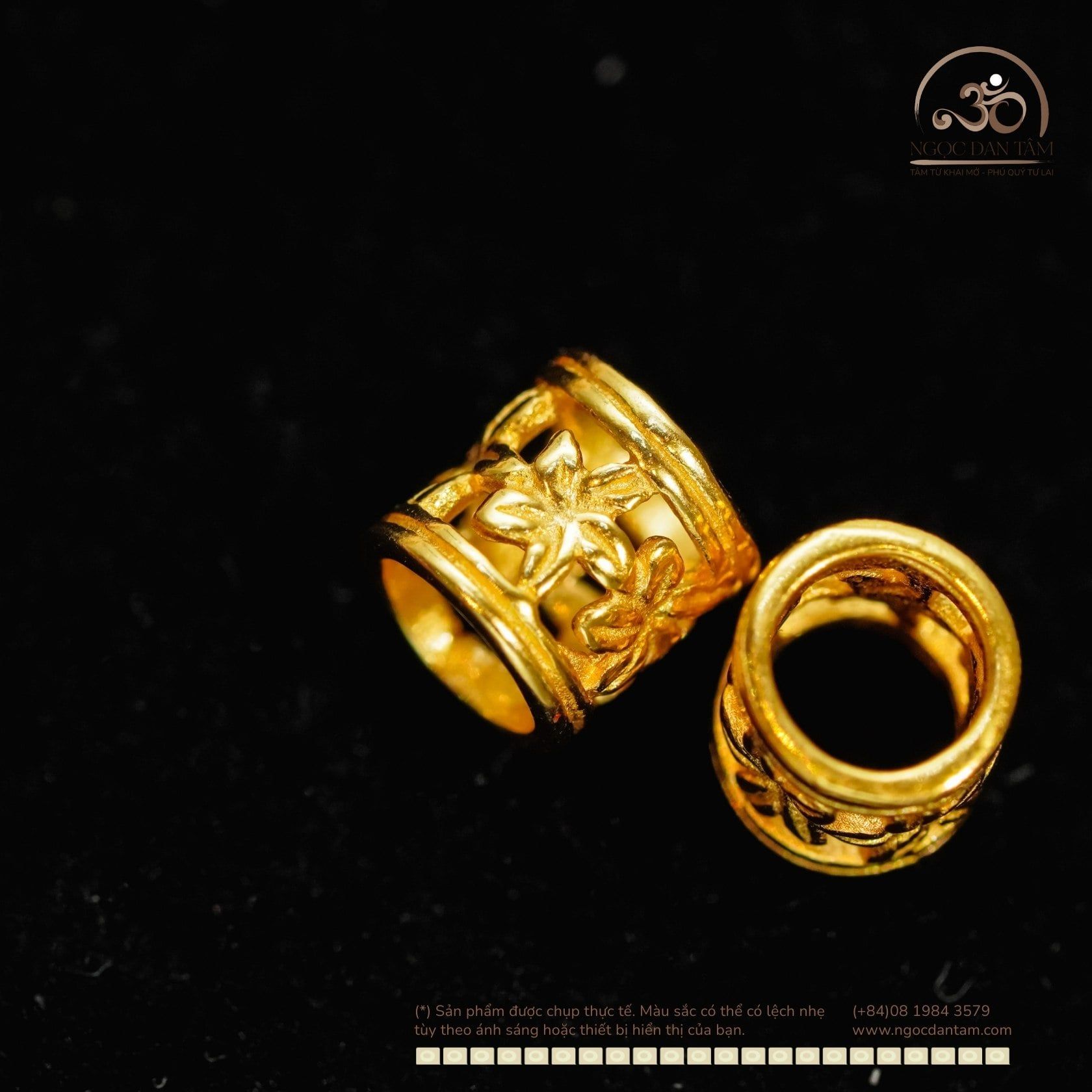  Charm Trụ Hoa 5 Cánh - Bạc 925 Mạ Vàng Cao Cấp 