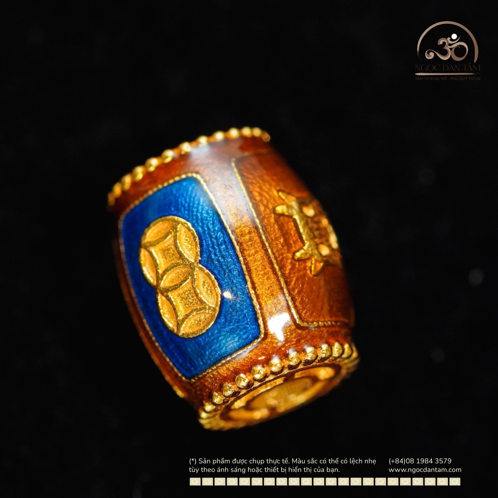  Charm Trụ Ngũ Phúc Bạc 925 Mạ Vàng Cao Cấp 