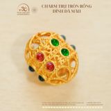  Charm Trụ Tròn Rỗng Đính Đá Màu - Bạc 925 Mạ Vàng Cao Cấp 