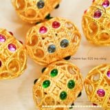  Charm Trụ Tròn Rỗng Đính Đá Màu - Bạc 925 Mạ Vàng Cao Cấp 