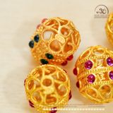  Charm Trụ Tròn Rỗng Đính Đá Màu - Bạc 925 Mạ Vàng Cao Cấp 