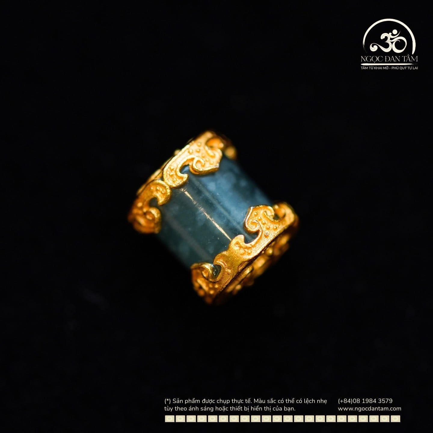  Charm Trụ Xanh Ngọc Lục Bảo Lớn  8.95mm - Bạc 925 Mạ Vàng Cao Cấp 