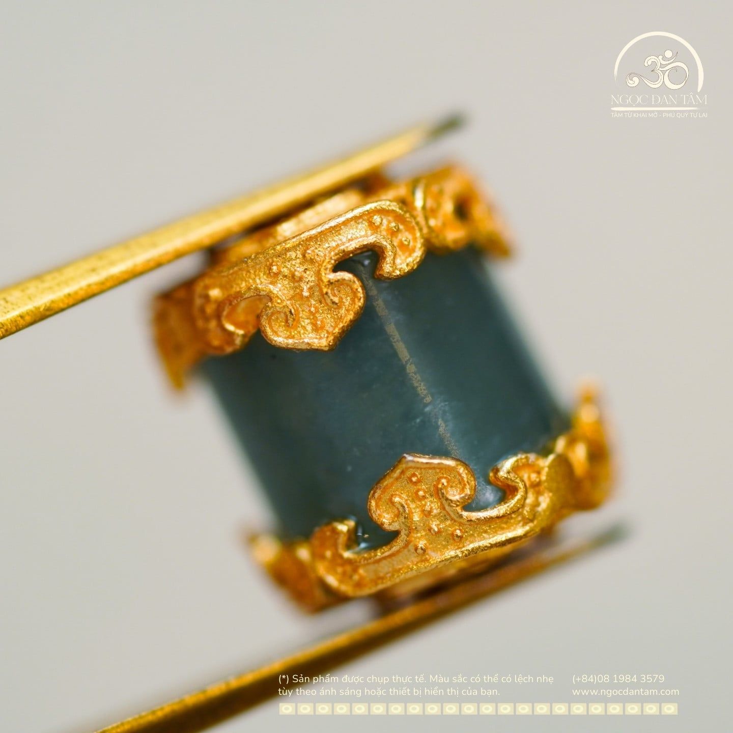  Charm Trụ Xanh Ngọc Lục Bảo Lớn  8.95mm - Bạc 925 Mạ Vàng Cao Cấp 