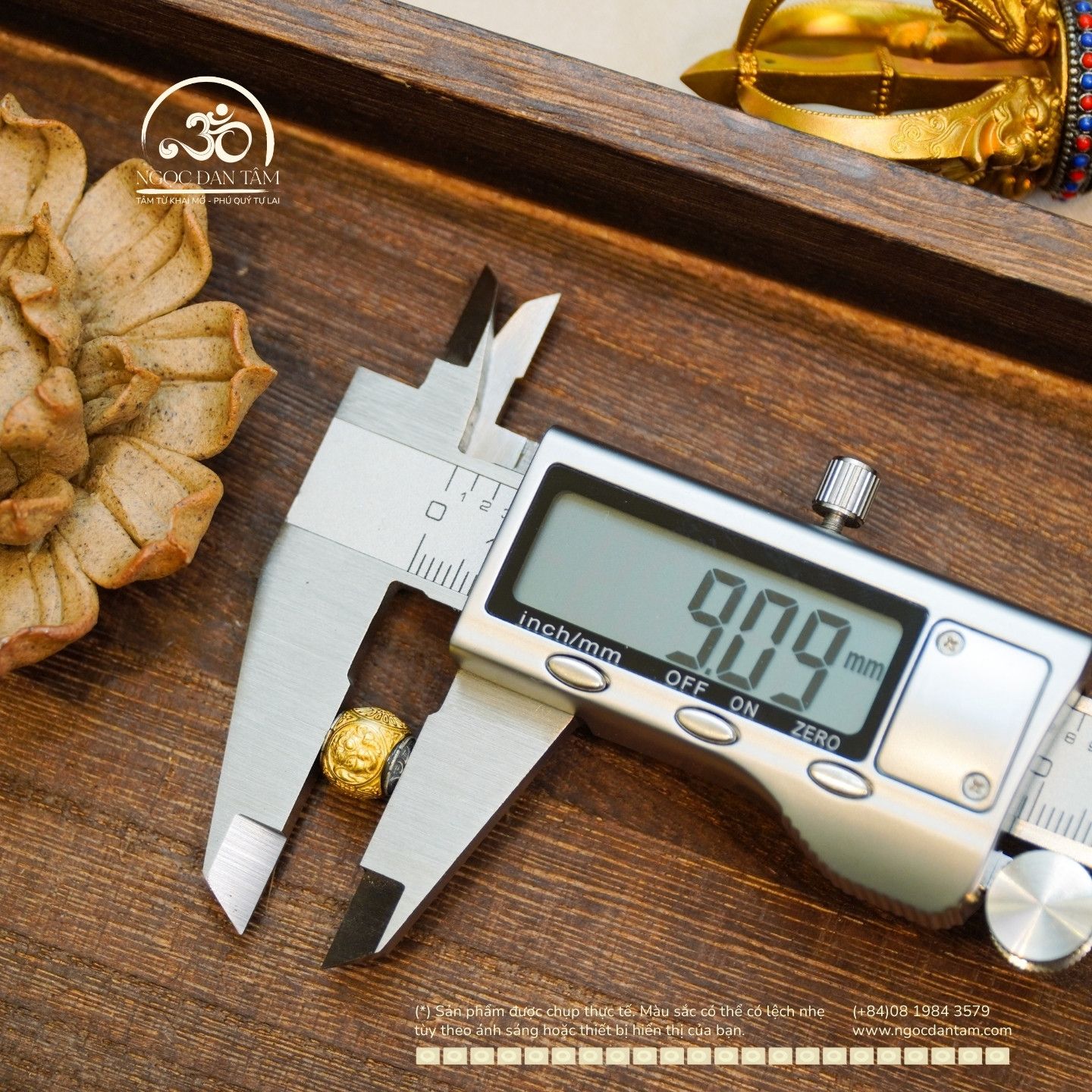  Charm Tròn 4 Pháp Khí Mạ Vàng  9.09mm - Bạc 925 Mạ Vàng Cao Cấp 