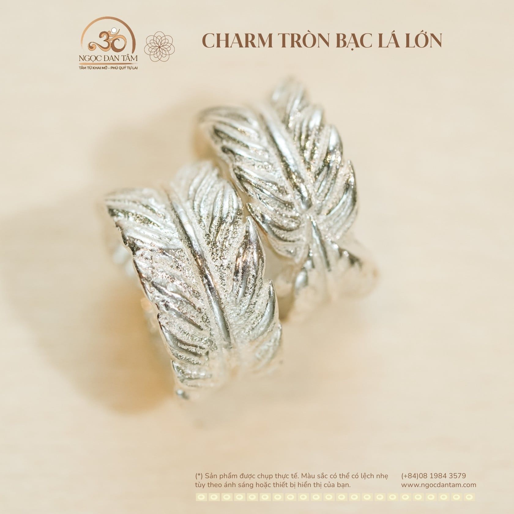  Charm Tròn Bạc Lá Lớn - Bạc 925 Cao Cấp 